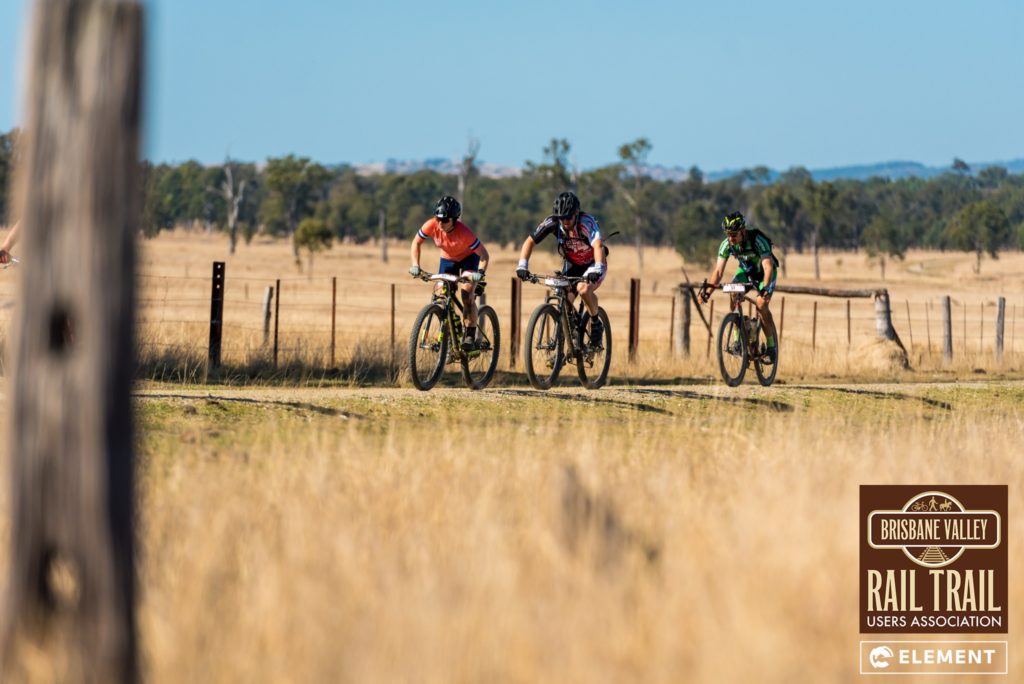 Competitors ride through the scenic Brisbane Valley Rail Trail.