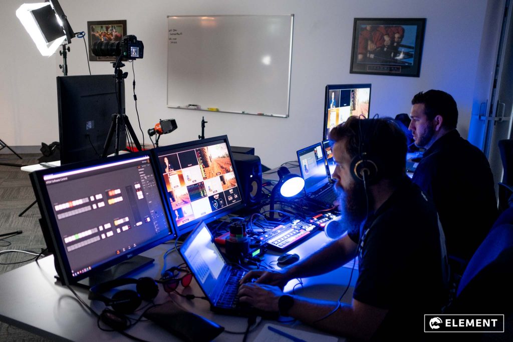 Lachie and the Element team on a livestream setup
